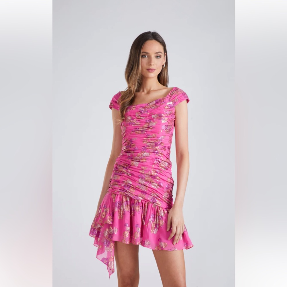 Shoshanna Midnight Mya Cap Sleeve Cocktail Dress